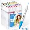 imageOhuhu Markers for Adult Coloring Books No Bleeding 64 Colors Waterbased Coloring Markers Dual Tips Drawing Pens for Kids Adults Beginners Lettering Journaling Brush amp FineBrush  Fine