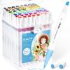 imageOhuhu Markers for Adult Coloring Books No Bleeding 64 Colors Waterbased Coloring Markers Dual Tips Drawing Pens for Kids Adults Beginners Lettering Journaling Brush amp FineBrush  Chisel