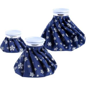 Ice Bags for Injuries Reusable: Ohuhu 3 Packs Ice Cold Packs Ice Bag Hot Water Hot & Cold Therapy Pain Relief for Knee Leg Injury No-Leak Breathable Waterproof Ice Bags 3 Sizes 6″/9″/11″, Dark Blue(Dark Blue)