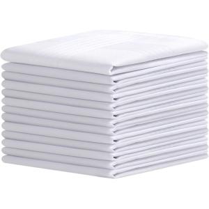 Ohuhu Handkerchiefs for Men, 100% Soft Cotton Hankerchief Machine Wash White Pocket Square for Suit – 16” x 16” Mens Hankie(13)