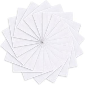 Ohuhu Handkerchiefs for Men, 100% Soft Cotton Hankerchief Machine Wash White Pocket Square for Suit – 16” x 16” Mens Hankie(18)