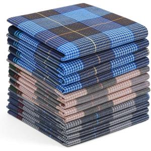 Ohuhu Handkerchiefs for Men, 12PCS 100% Cotton Classic Pocket Squares Set, Gift(Blue&gray&green)