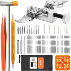 Ohuhu Watch Battery Replacement Tool Kit Upgraded Watch Repair Kit Watch Back Remover Opener Tool Case Opener Removal with Extra Screwdriver Back Protective Films Sealing Rings(166 Pcs)