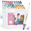 imageOhuhu Alcohol Markers  Double Tipped Art Marker Set for Artists Adult Coloring  Alcoholbased Refillable Ink  24 Basic Colors  Slim Broad amp Fine Dual Tips  Kaala Markers Pen Gift60 Illustration Colors