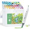 imageOhuhu Alcohol Markers Mini Brush amp Slim Broad 60 Illustration Colors Dual Tip Brush Tip Alcoholbased Art Marker for Artists Adults Coloring Illustration Refillable  Kaala B Series of Ohuhu Markers60 Landscape Colors