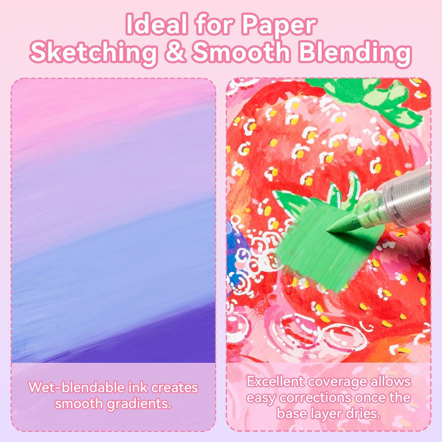 imageOhuhu Acrylic Paint Markers Dual Tips 24 Colors Brush amp Bullet Automatic Ink Control Acrylic Markers High Opacity Paint Pens Waterproof for Rock Painting 3D Prints Egg Wood DIY Craft  Waimoku