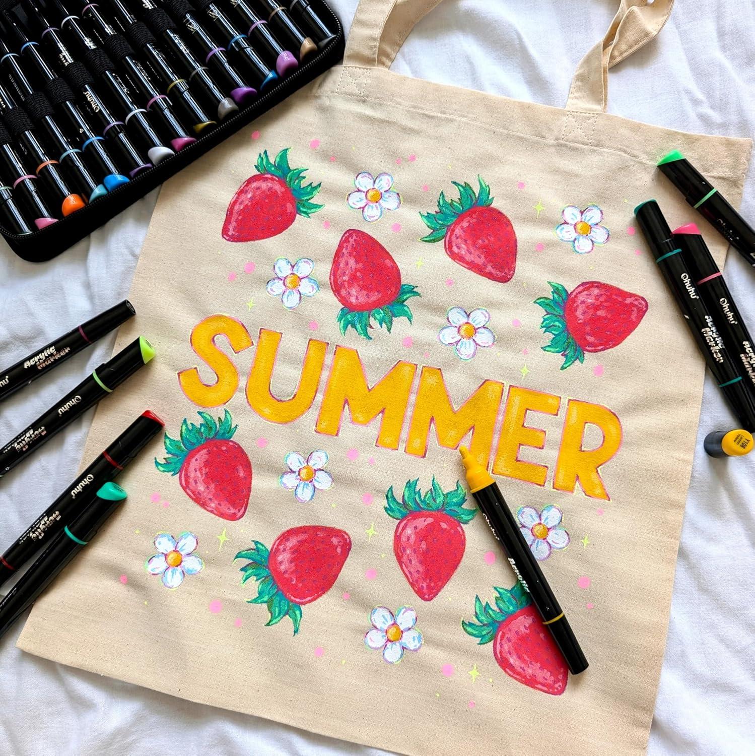 imageOhuhu Acrylic Paint Pens 30 Colors Dual Tips Round amp Fine Acrylic Markers High Opacity Paint Markers Waterproof Lightfast for Rock Painting Easter Eggs Wood Glass Ceramic Canvas  Kakaako30 Pens 15 Regular  9 Metallic  6 Neon Colors