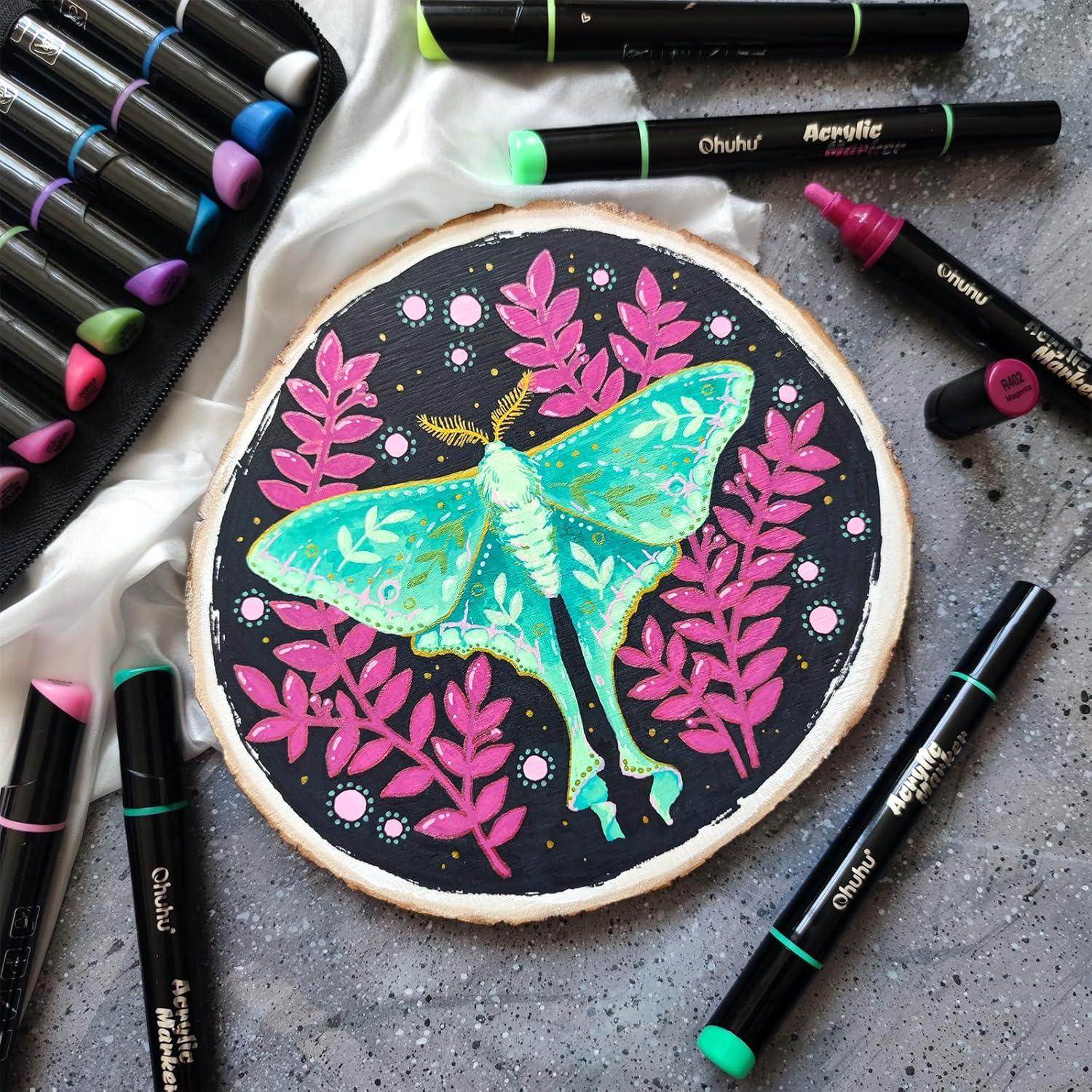 imageOhuhu Acrylic Paint Pens 30 Colors Dual Tips Round amp Fine Acrylic Markers High Opacity Paint Markers Waterproof Lightfast for Rock Painting Easter Eggs Wood Glass Ceramic Canvas Kakaako30 Pens 24 Metallic 4 White 2 Black