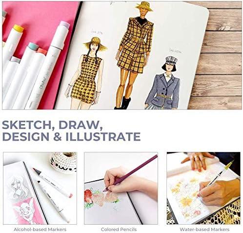 imageOhuhu Marker Pads Art Sketchbook 76x10 Large Paper Size 120 lb200 GSM Heavy Smooth Drawing Papers 60 Sheets120 Pages SpiralBound Sketch Book for Alcohol Markers Christmas Gift76 10