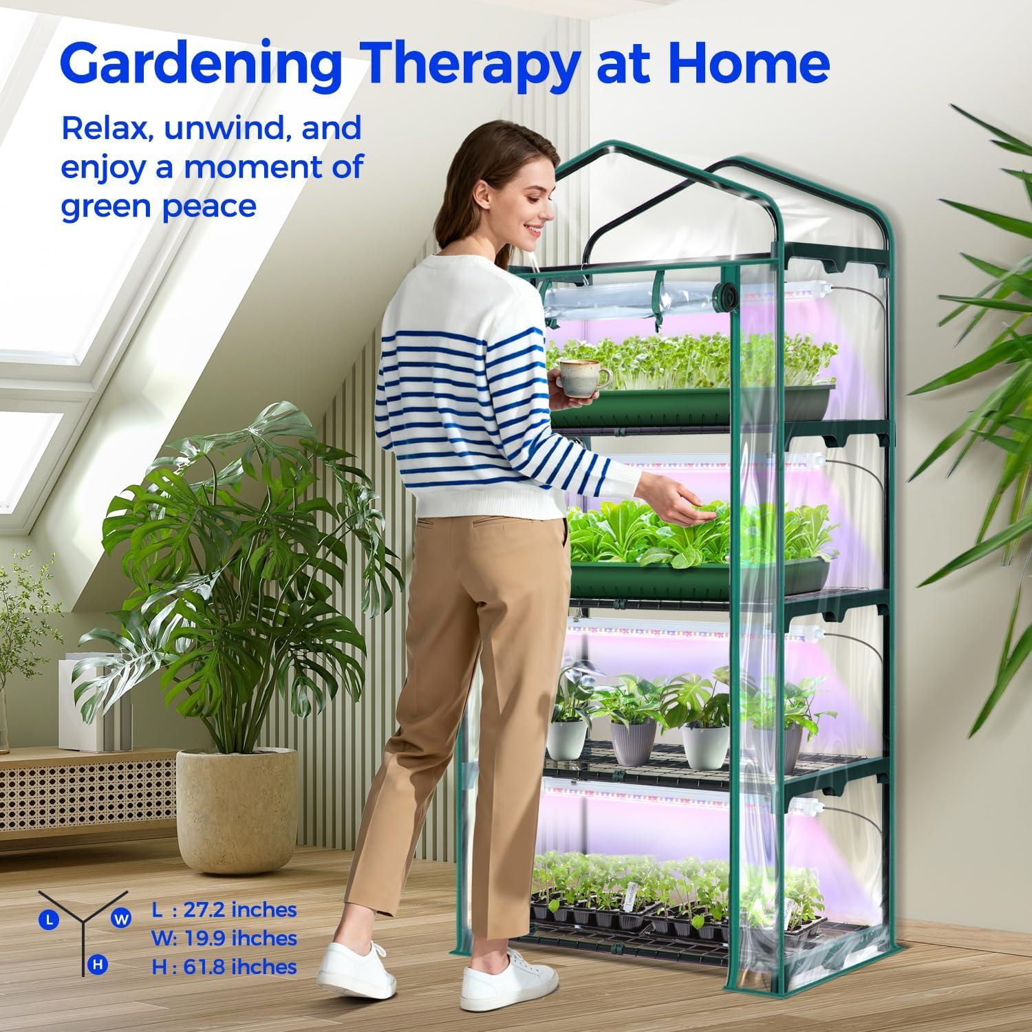 imageMini Greenhouse for Indoor Outdoor Ohuhu Small Plastic Plant Green House 5Tier Rack Stand Portable Greenhouses with Durable PE Cover for Seedling Ideal Gardening Gifts for Women MenPVC