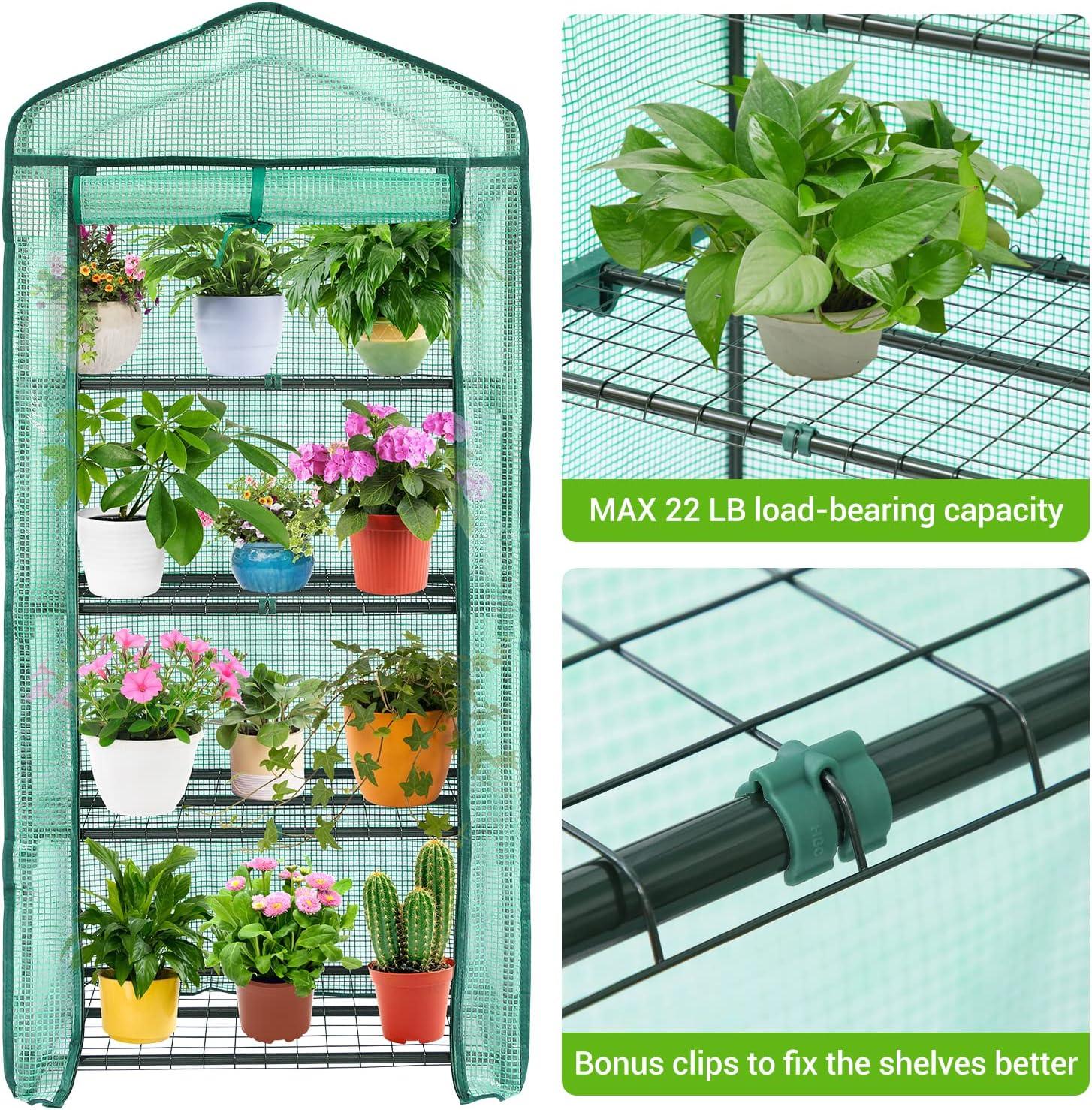 imageMini Greenhouse for Indoor Outdoor Ohuhu Small Plastic Plant Green House 5Tier Rack Stand Portable Greenhouses with Durable PE Cover for Seedling Ideal Gardening Gifts for Women MenPE