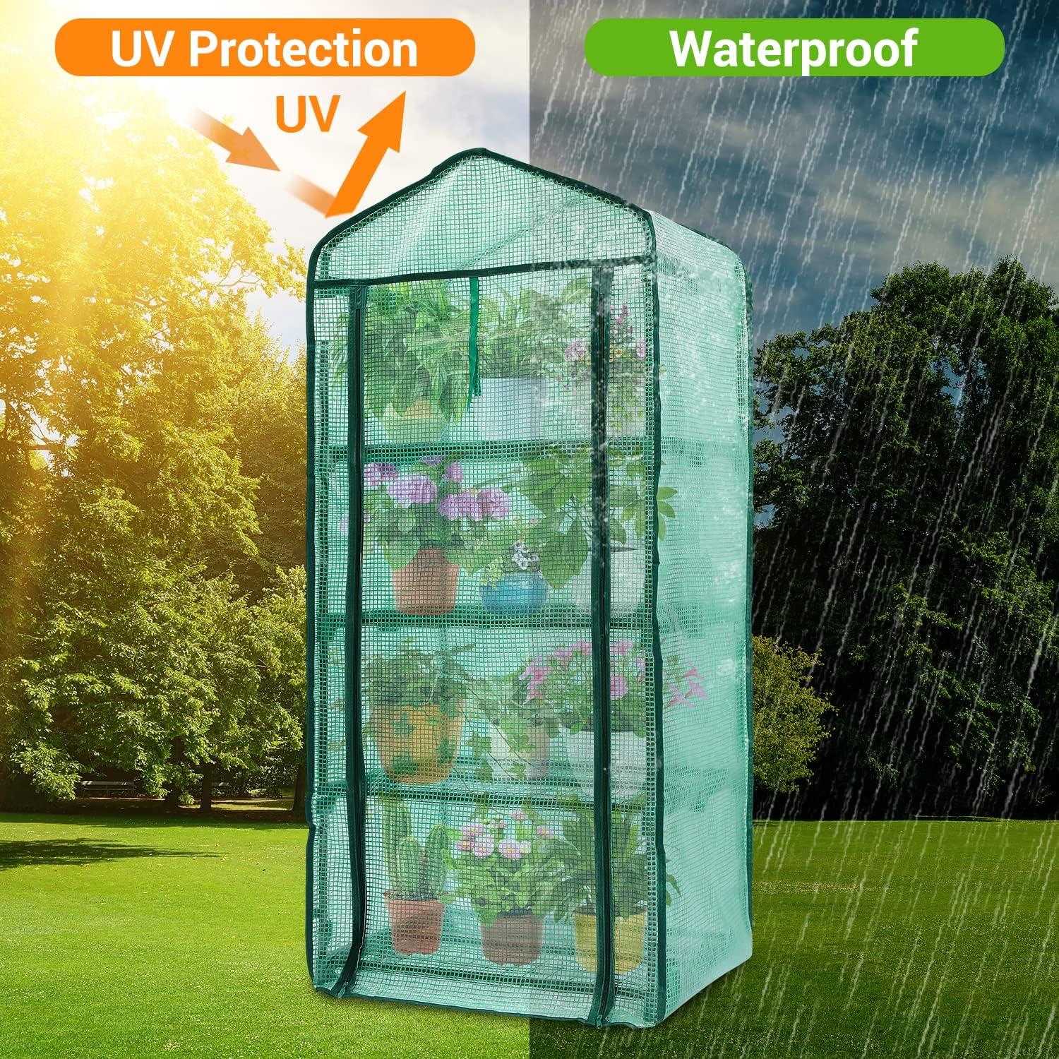 imageMini Greenhouse for Indoor Outdoor Ohuhu Small Plastic Plant Green House 5Tier Rack Stand Portable Greenhouses with Durable PE Cover for Seedling Ideal Gardening Gifts for Women MenPE