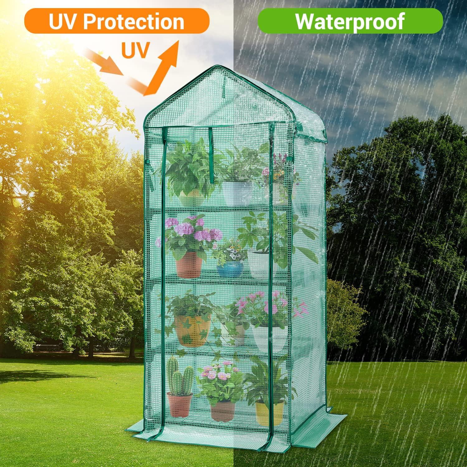 imageMini Greenhouse for Indoor Outdoor Ohuhu Small Plastic Plant Green House 5Tier Rack Stand Portable Greenhouses with Durable PE Cover for Seedling Ideal Gardening Gifts for Women MenPE
