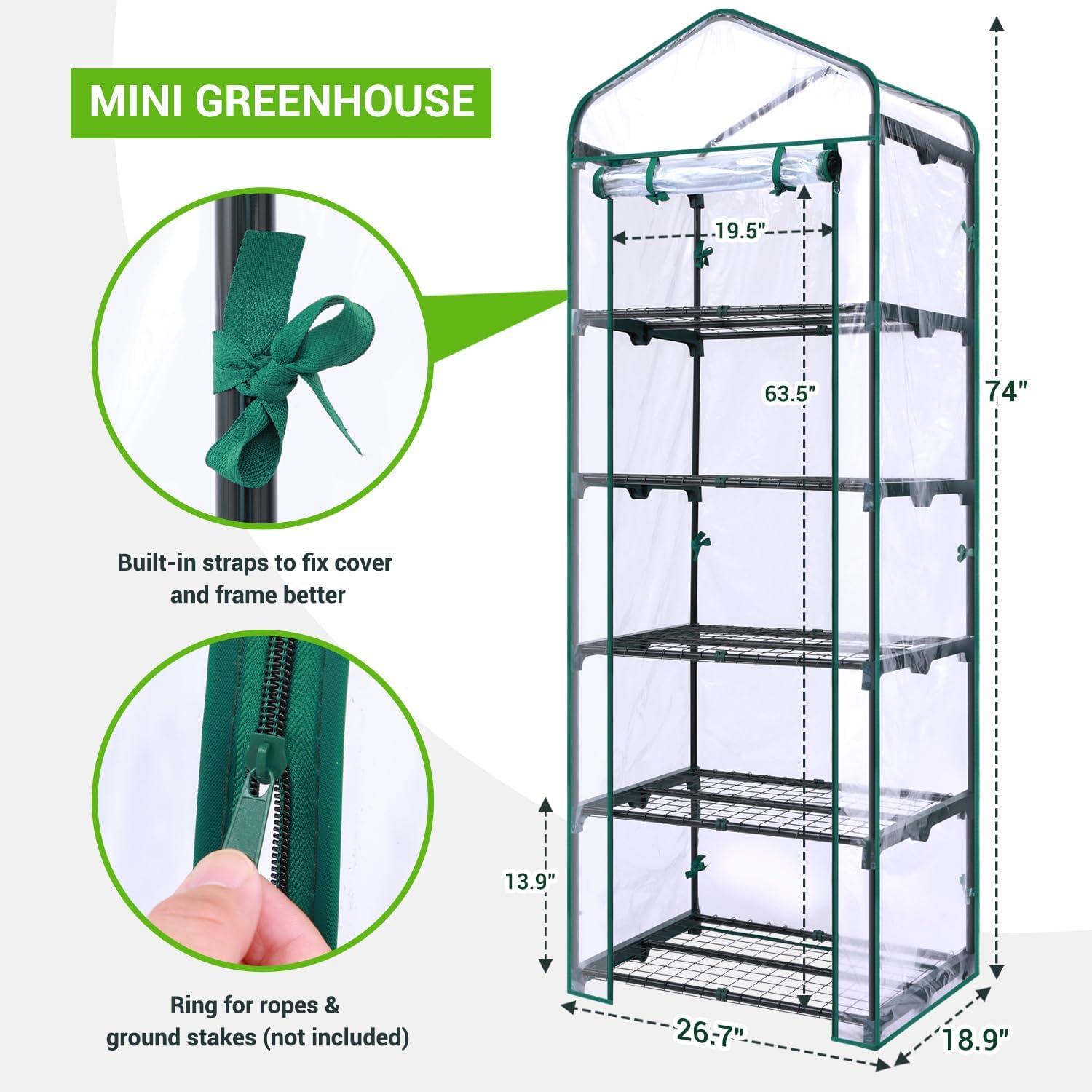 imageMini Greenhouse for Indoor Outdoor Ohuhu Small Plastic Plant Green House 5Tier Rack Stand Portable Greenhouses with Durable PE Cover for Seedling Ideal Gardening Gifts for Women MenPVC