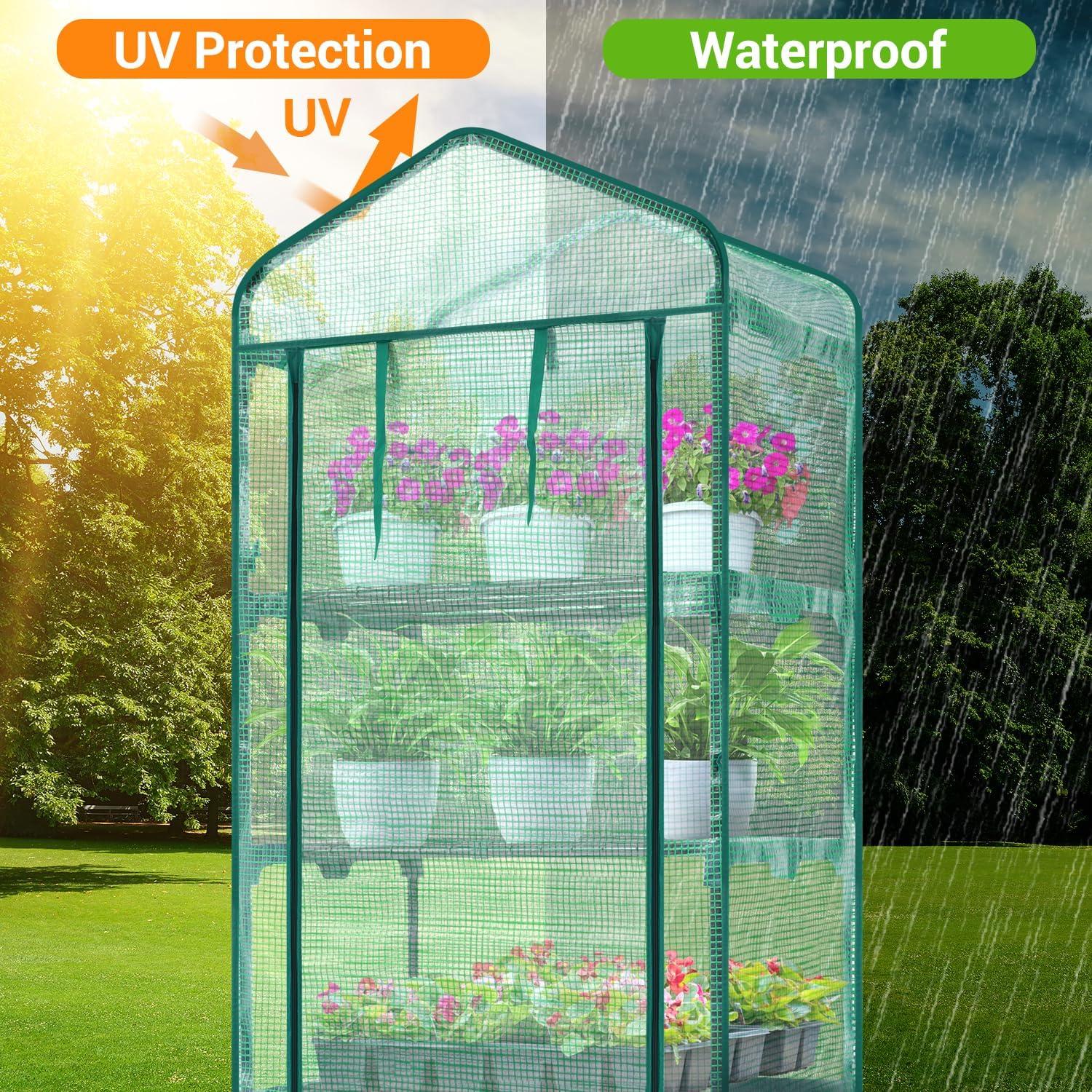 imageMini Greenhouse for Indoor Outdoor Ohuhu Small Plastic Plant Green House 5Tier Rack Stand Portable Greenhouses with Durable PE Cover for Seedling Ideal Gardening Gifts for Women MenPE