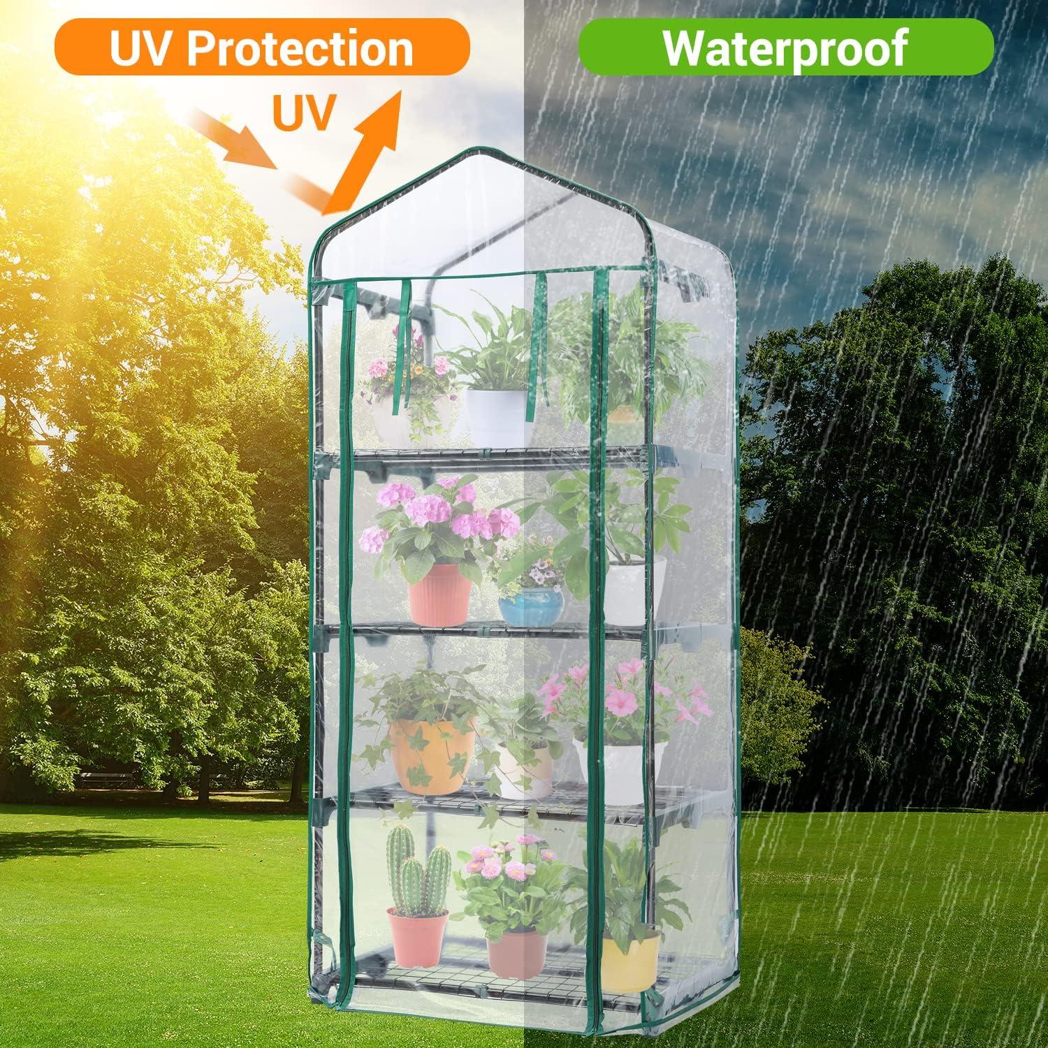 imageMini Greenhouse for Indoor Outdoor Ohuhu Small Plastic Plant Green House 5Tier Rack Stand Portable Greenhouses with Durable PE Cover for Seedling Ideal Gardening Gifts for Women MenPVC