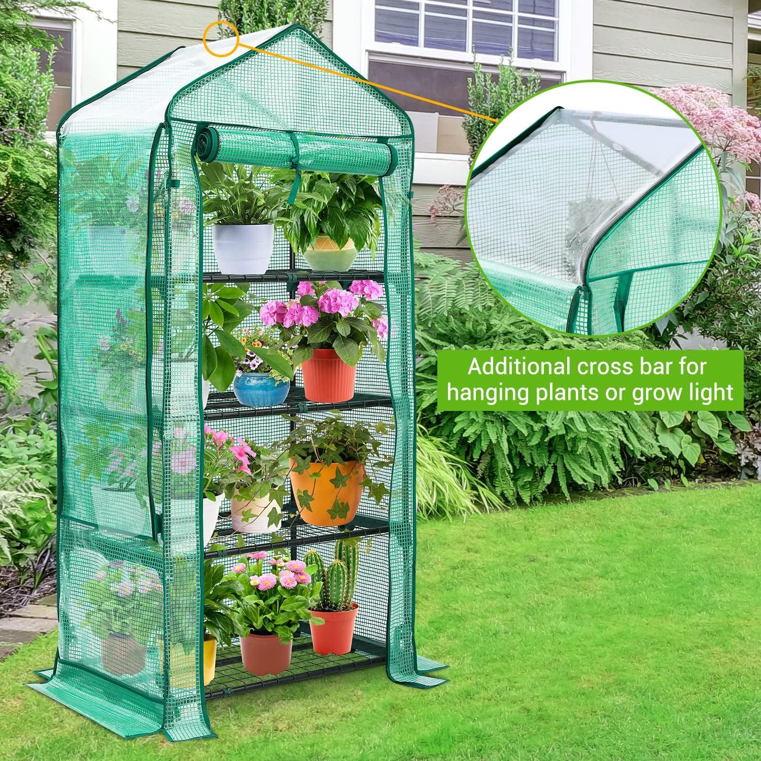 imageMini Greenhouse for Indoor Outdoor Ohuhu Small Plastic Plant Green House 5Tier Rack Stand Portable Greenhouses with Durable PE Cover for Seedling Ideal Gardening Gifts for Women MenPE
