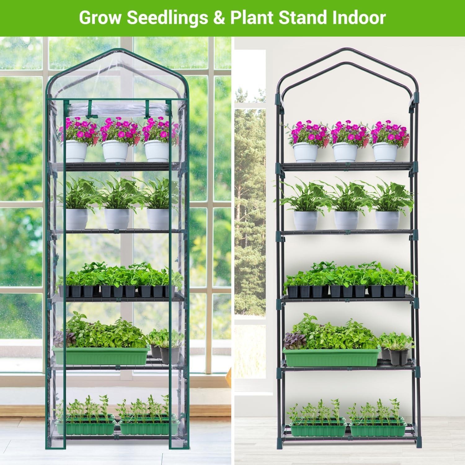 imageMini Greenhouse for Indoor Outdoor Ohuhu Small Plastic Plant Green House 5Tier Rack Stand Portable Greenhouses with Durable PE Cover for Seedling Ideal Gardening Gifts for Women MenPVC