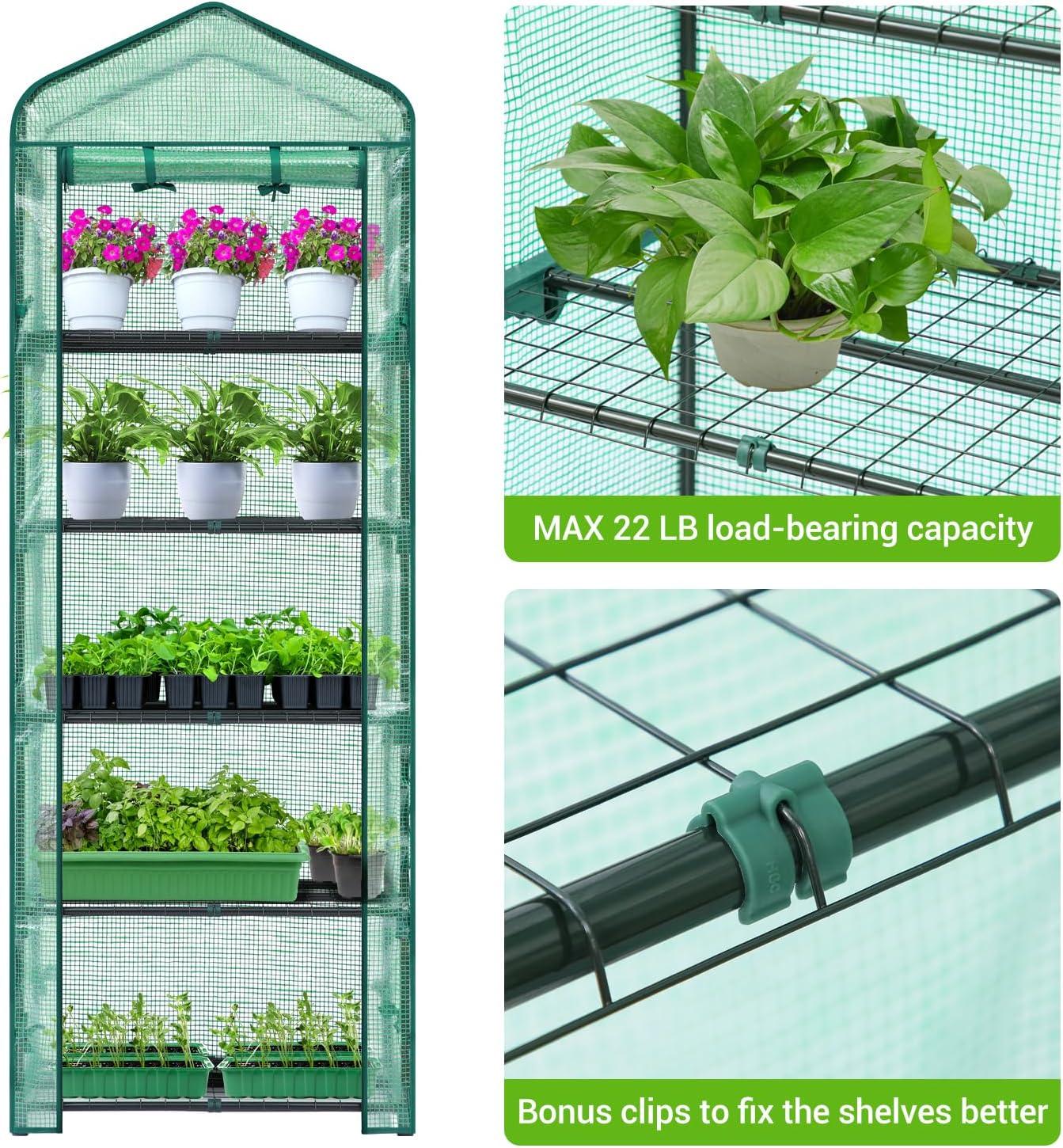 imageMini Greenhouse for Indoor Outdoor Ohuhu Small Plastic Plant Green House 5Tier Rack Stand Portable Greenhouses with Durable PE Cover for Seedling Ideal Gardening Gifts for Women MenPE