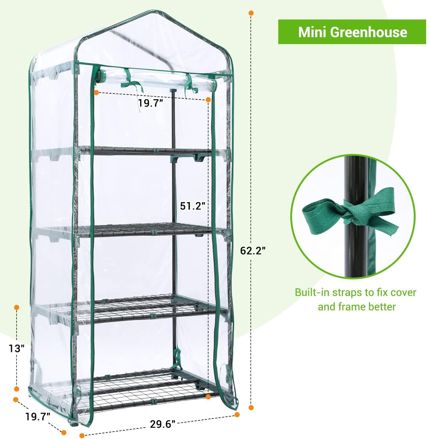 imageMini Greenhouse for Indoor Outdoor Ohuhu Small Plastic Plant Green House 5Tier Rack Stand Portable Greenhouses with Durable PE Cover for Seedling Ideal Gardening Gifts for Women MenPVC