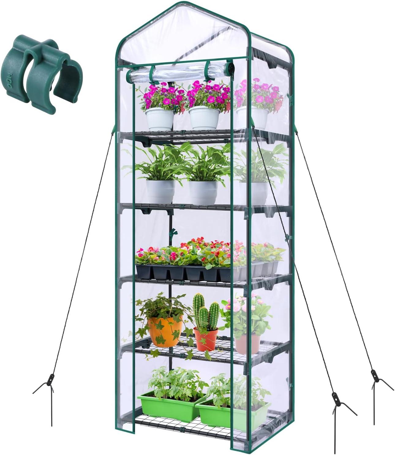 imageMini Greenhouse for Indoor Outdoor Ohuhu Small Plastic Plant Green House 5Tier Rack Stand Portable Greenhouses with Durable PE Cover for Seedling Ideal Gardening Gifts for Women MenPVC