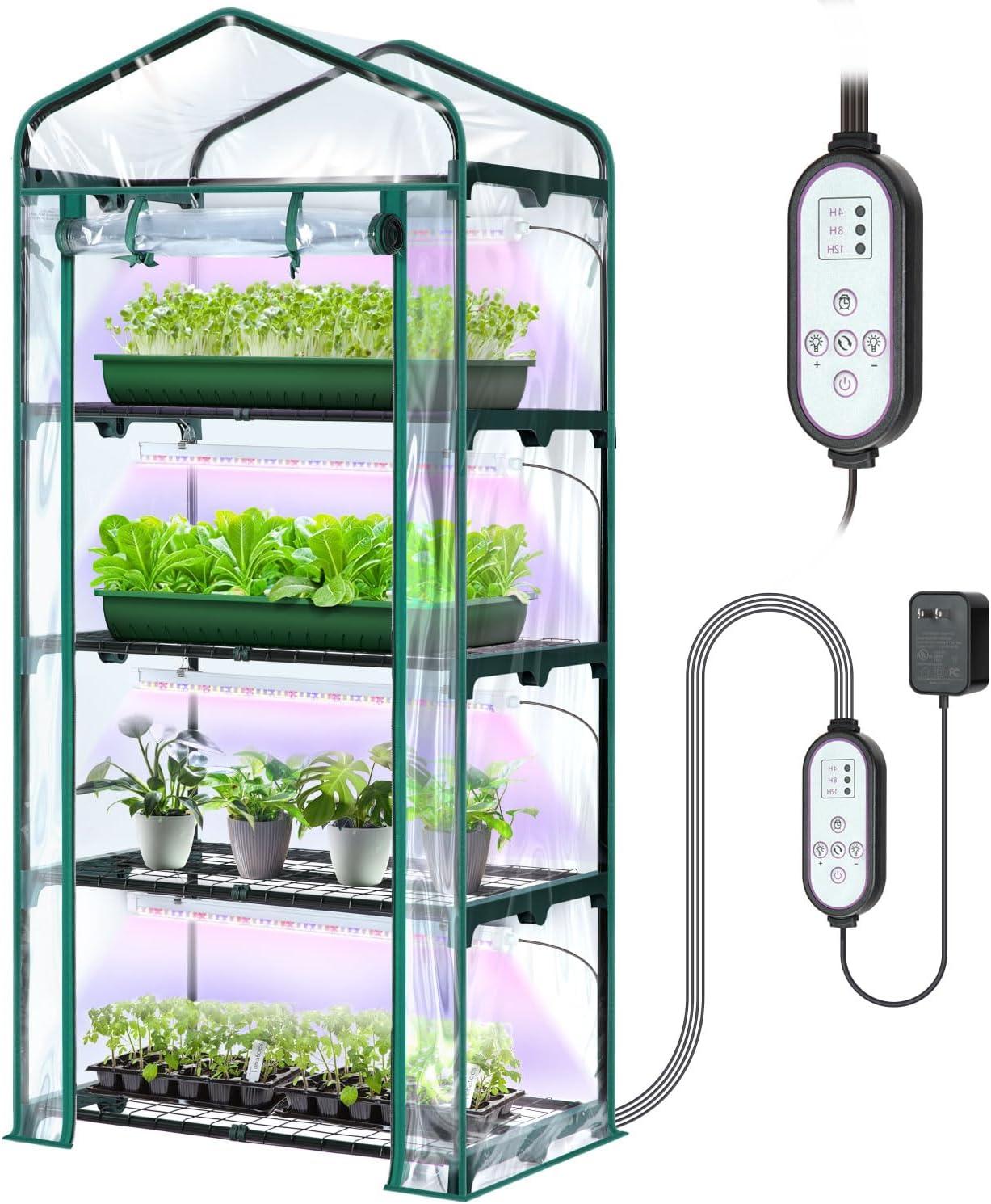 imageMini Greenhouse for Indoor Outdoor Ohuhu Small Plastic Plant Green House 5Tier Rack Stand Portable Greenhouses with Durable PE Cover for Seedling Ideal Gardening Gifts for Women MenPVC