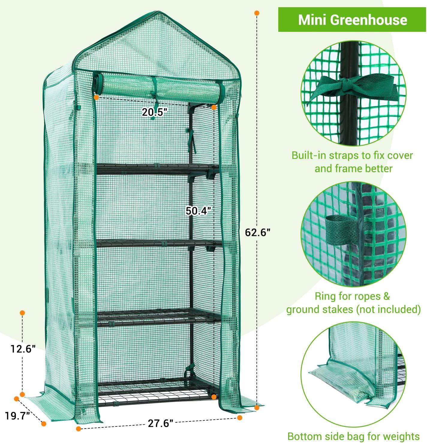 imageMini Greenhouse for Indoor Outdoor Ohuhu Small Plastic Plant Green House 5Tier Rack Stand Portable Greenhouses with Durable PE Cover for Seedling Ideal Gardening Gifts for Women MenPE