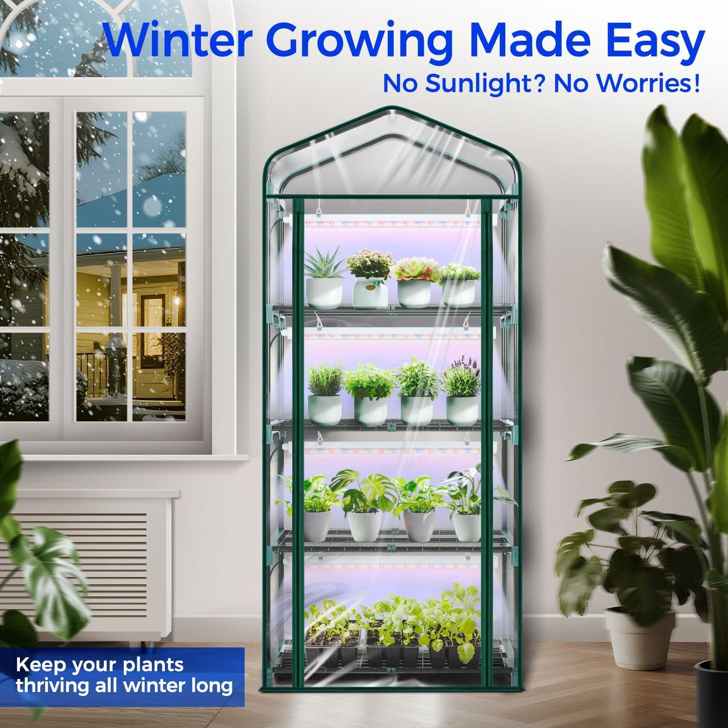 imageMini Greenhouse for Indoor Outdoor Ohuhu Small Plastic Plant Green House 5Tier Rack Stand Portable Greenhouses with Durable PE Cover for Seedling Ideal Gardening Gifts for Women MenPVC