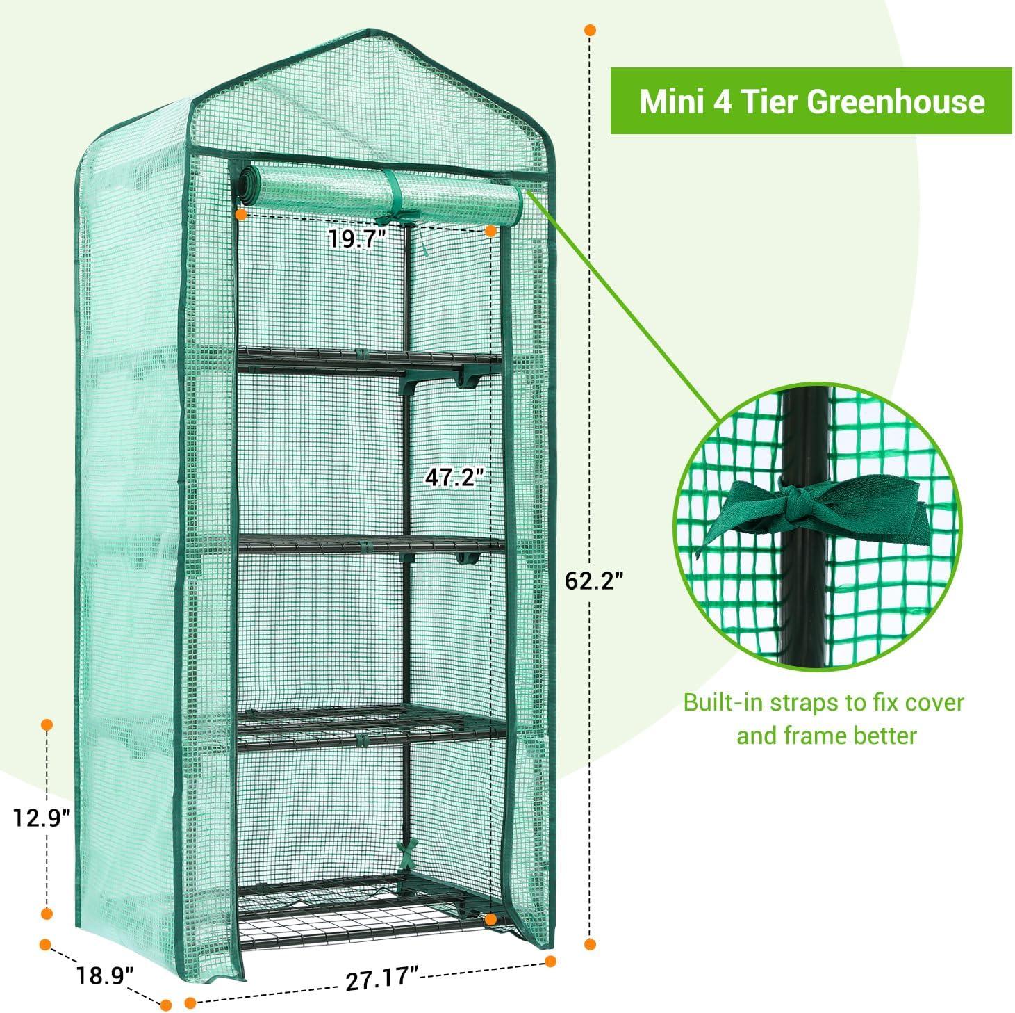 imageMini Greenhouse for Indoor Outdoor Ohuhu Small Plastic Plant Green House 5Tier Rack Stand Portable Greenhouses with Durable PE Cover for Seedling Ideal Gardening Gifts for Women MenPE