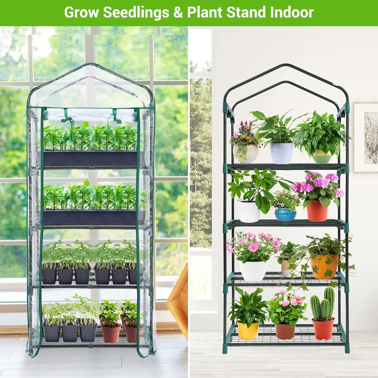 imageMini Greenhouse for Indoor Outdoor Ohuhu Small Plastic Plant Green House 5Tier Rack Stand Portable Greenhouses with Durable PE Cover for Seedling Ideal Gardening Gifts for Women MenPVC