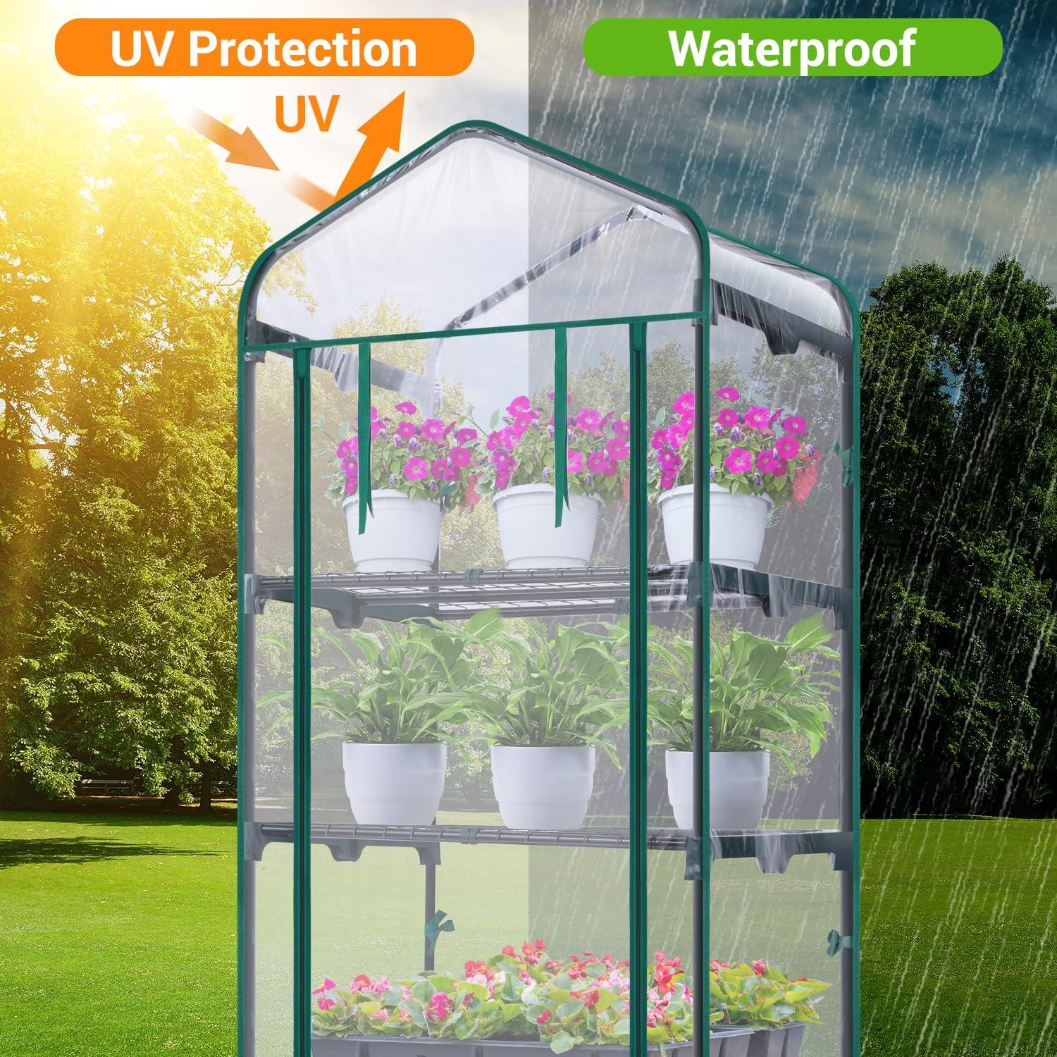 imageMini Greenhouse for Indoor Outdoor Ohuhu Small Plastic Plant Green House 5Tier Rack Stand Portable Greenhouses with Durable PE Cover for Seedling Ideal Gardening Gifts for Women MenPVC
