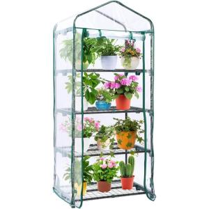 Mini Greenhouse for Indoor Outdoor: Ohuhu Small Plastic Plant Green House 5-Tier Rack Stand Portable Greenhouses with Durable PE Cover for Seedling, Ideal Gardening Gifts for Women Men(PVC)