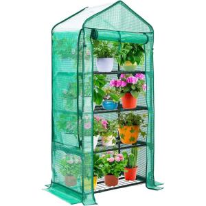 Mini Greenhouse for Indoor Outdoor: Ohuhu Small Plastic Plant Green House 5-Tier Rack Stand Portable Greenhouses with Durable PE Cover for Seedling, Ideal Gardening Gifts for Women Men(PE)