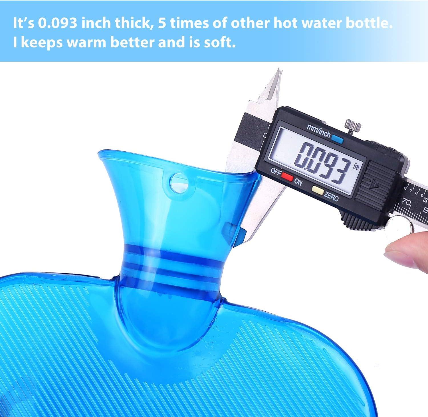 imageHot Water Bottle with Cover Ohuhu 2L Classic Premium Transparent Hot or Cold Water Bag with Knit Cover for Pain Relief Hot Pack Therapy 2000ml 68oz Blue Home and Outdoor