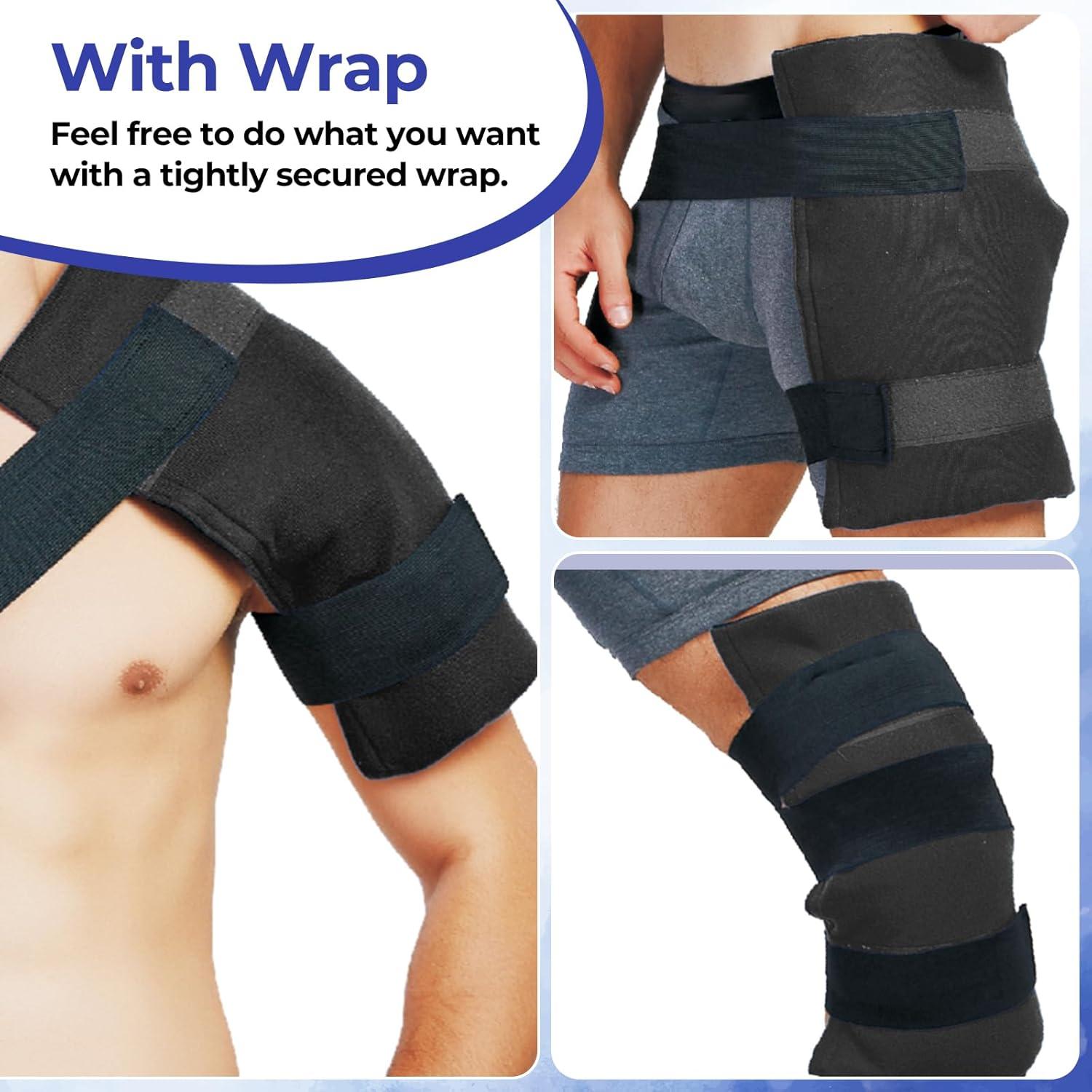 imageIce Packs for Injuries 14 X 11 Ohuhu 2 Pack Hot Cold Gel Ice Pack XLarge Reusable Ice Packs with Wrap Flexible Pain Relief for Shoulder Legs Knee Back Hip Aches Injury Muscle PainLight BlueBlue