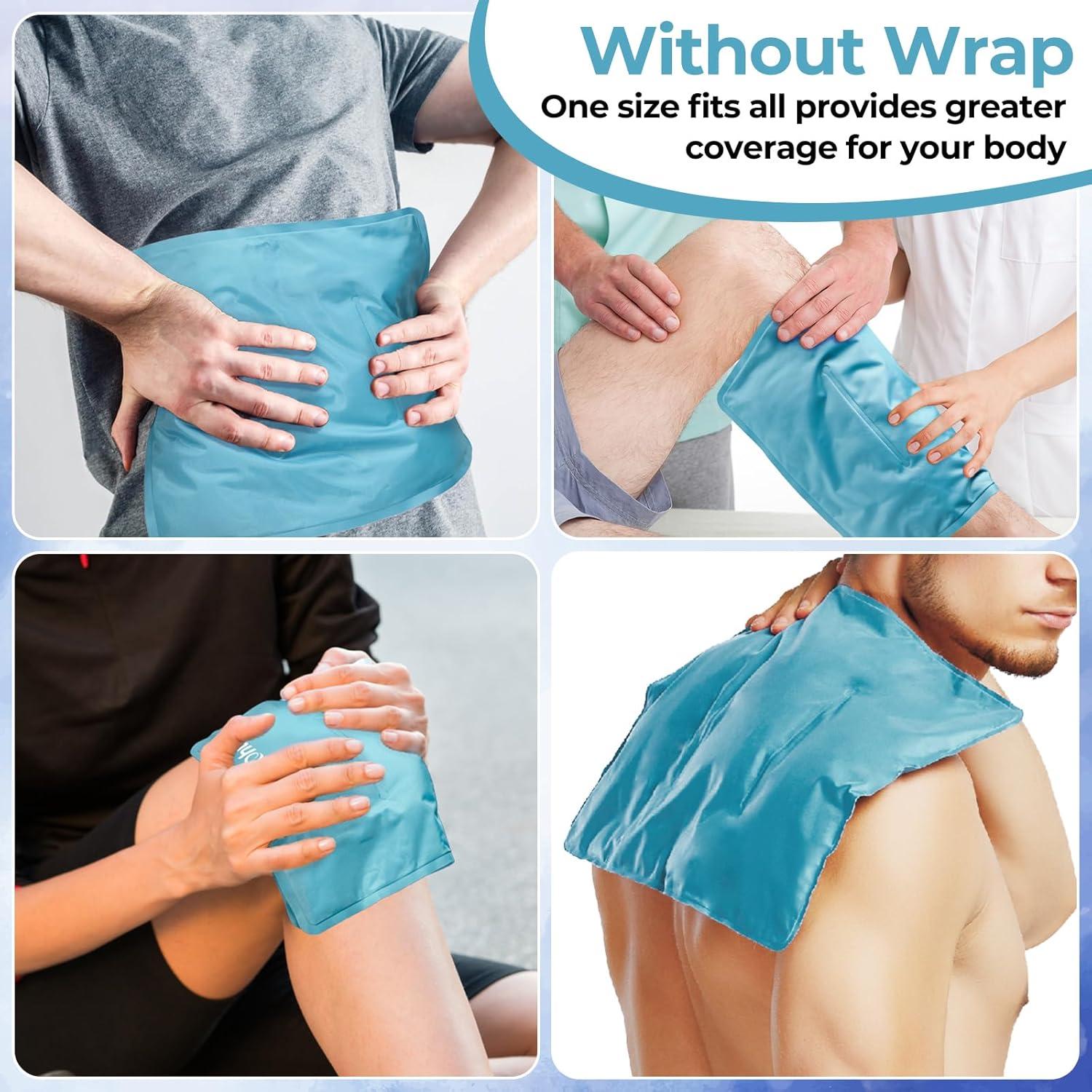 imageIce Packs for Injuries 14 X 11 Ohuhu 2 Pack Hot Cold Gel Ice Pack XLarge Reusable Ice Packs with Wrap Flexible Pain Relief for Shoulder Legs Knee Back Hip Aches Injury Muscle PainLight BlueLight Blue
