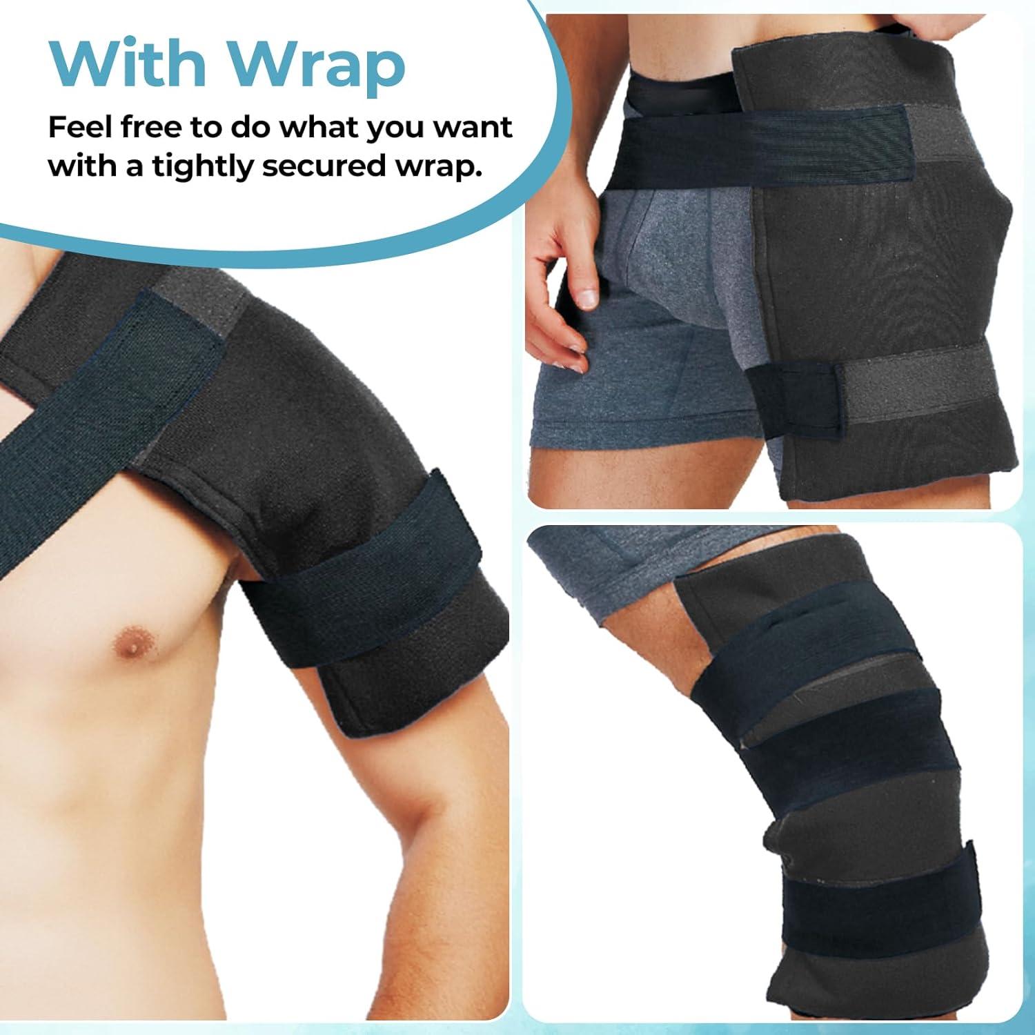 imageIce Packs for Injuries 14 X 11 Ohuhu 2 Pack Hot Cold Gel Ice Pack XLarge Reusable Ice Packs with Wrap Flexible Pain Relief for Shoulder Legs Knee Back Hip Aches Injury Muscle PainLight BlueLight Blue2 Pack