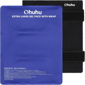 Ice Packs for Injuries 14″ X 11″: Ohuhu 2 Pack Hot Cold Gel Ice Pack X-Large Reusable Ice Packs with Wrap Flexible Pain Relief for Shoulder Legs Knee Back Hip Aches Injury Muscle Pain-Light Blue(Blue)