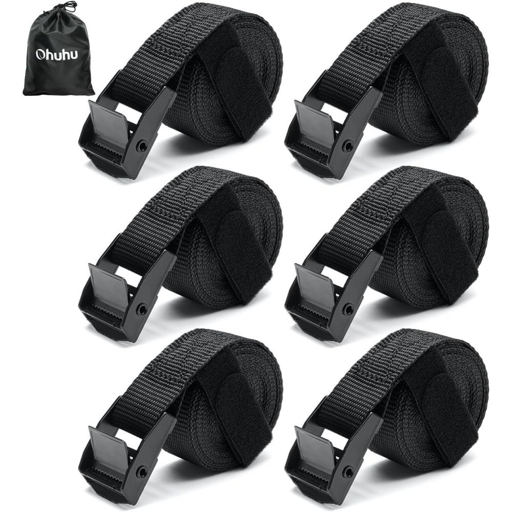 imageTie Down Straps with Buckles Ohuhu 6 Pack Cam Buckle Lashing Straps 367 lbs Load Cap with 1100 lbs Breaking Strength Limit 1x 82 TieDown Strap with Carry Bag for Motorcycle Cargo Trucks Luggage