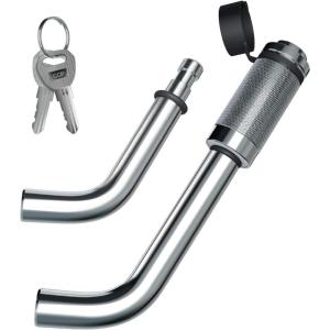 Hitch Lock, Ohuhu Receiver Hitch Pin Lock – 1/2″ and 5/8″ Receiver Trailer Hitch Lock – Steel Chrome Coated Dual Trailer Hitch Receiver Locking for Class I, II, III, IV Hitches