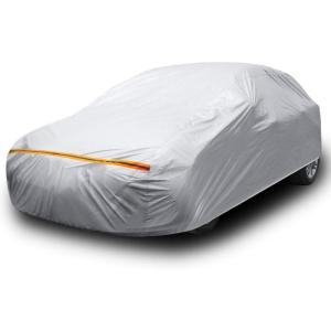 Ohuhu Car Cover for Sedan 191″-201″, Upgraded Car Covers Universal Auto Vehicle Cover for Sedan, Windproof, Dustproof, UV Protection, Scratch Resistant
