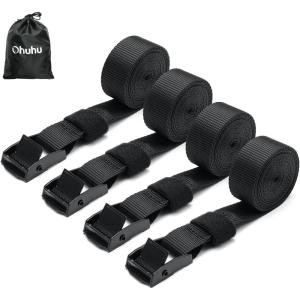 Tie Down Straps with Buckles: Ohuhu 4 Pack Cam Buckle Lashing Straps 367 lbs Load Cap with 1100 lbs Breaking Strength Limit, 1″x 8.2′ Tie-Down Strap with Carry Bag for Motorcycle Cargo Trucks Luggage