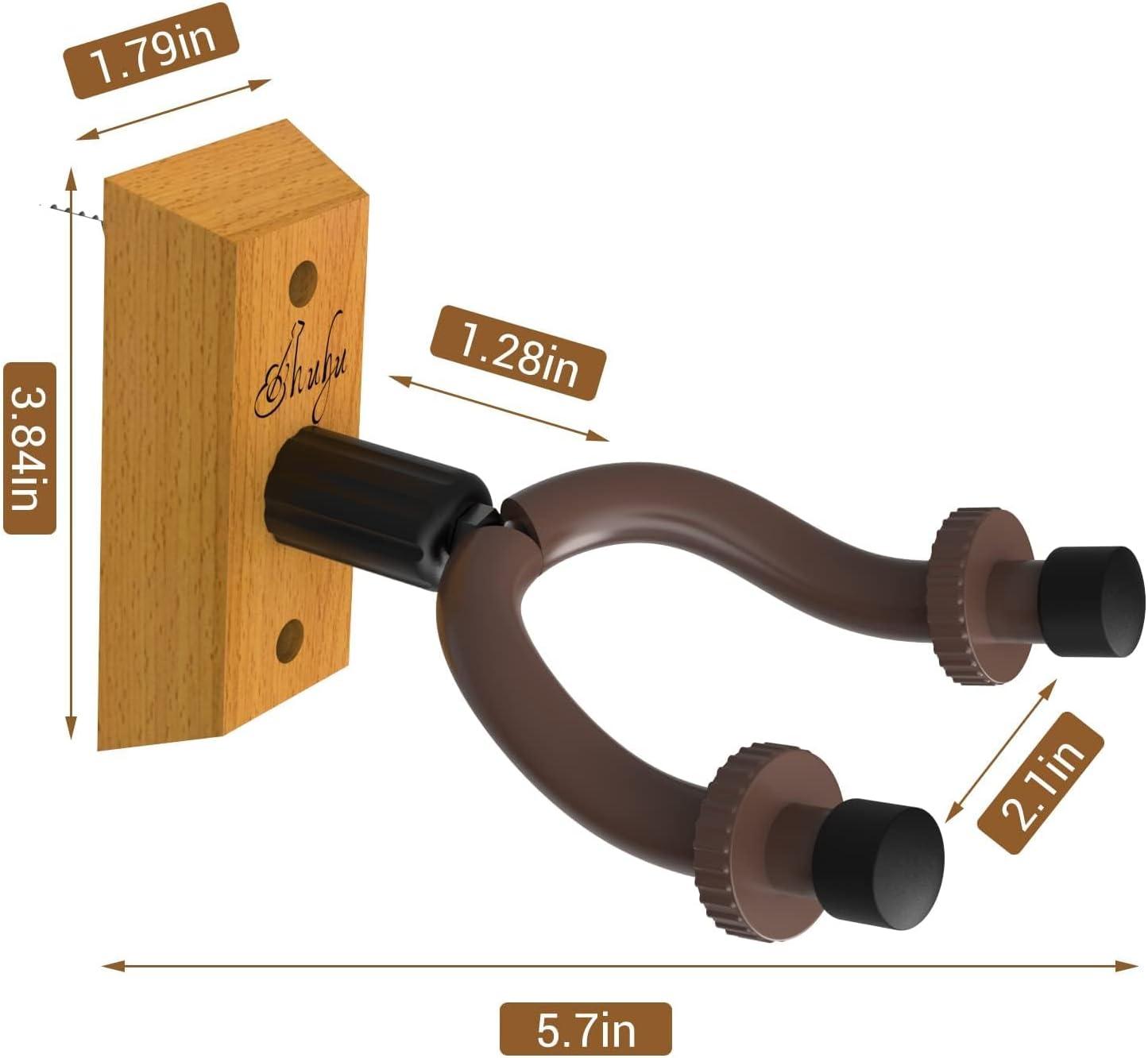 imageOhuhu Guitar Wall Mount Hanger 2Pack Rotatable Hardwood Guitar Hangers with Screws Adjustable Stopper Guitar Mount Hook Holder Stand for Acoustic Electric Guitar Banjo Bass Ukulele Mandolin Wood