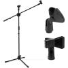 imageMicrophone Stand Ohuhu Tripod Mic Stand Boom with Mic Clips Height Adjustable Light Weight Black