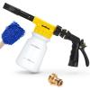 imageOhuhu Car Wash Foam Gun Car Wash Soap Sprayer with 38 Connector amp Washing Mitts Dual Filtration 6 Levels of Foam Concentration Quick Connect to Most Garden Hose Yellow