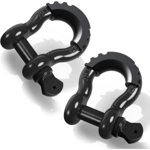 Ohuhu D Ring Shackles 3/4″ 2 Pack, D Shackle Rugged 20 Ton (44,000 lbs) Maximum Break Strength, 4.75 Ton (9,500 Lbs) Capacity(With Isolators)