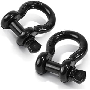 Ohuhu D Ring Shackles 3/4″ 2 Pack, D Shackle Rugged 20 Ton (44,000 lbs) Maximum Break Strength, 4.75 Ton (9,500 Lbs) Capacity(Without Isolators)
