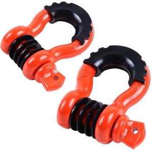 Ohuhu D Ring Shackles 3/4″ 2 Pack with 2 Isolators and 8 Washers, D Shackle Rugged 20 Ton (44,000 lbs) Maximum Break Strength, 4.75 Ton (9,500 Lbs) Capacity, Orange