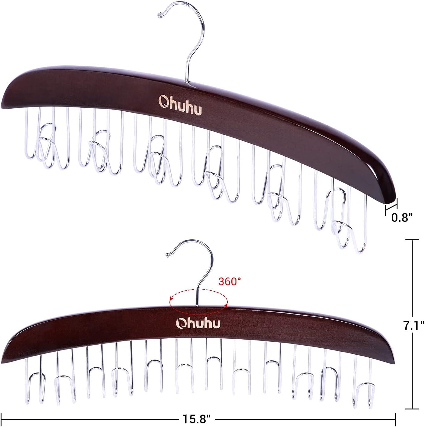 imageBelt Hanger Organizer for Closet Ohuhu 12 Hooks Max 36 Belts Tie Rack Wooden Belt Holder for Storage 360 Degree Rotating Space Saver Organizer for Men Women Belt Tie Scarf AccessoriesBurlywoodWalnut