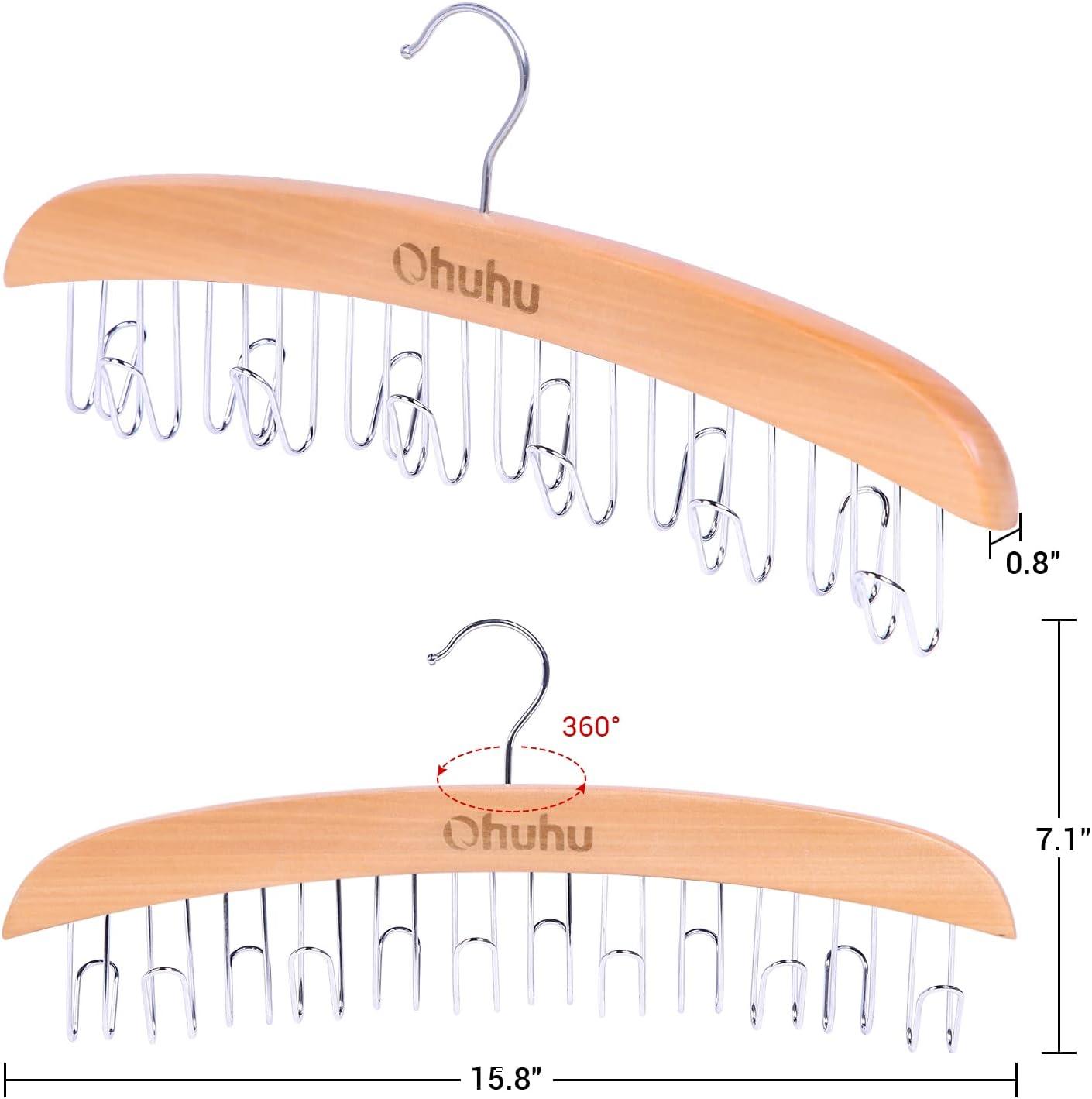 imageBelt Hanger Organizer for Closet Ohuhu 12 Hooks Max 36 Belts Tie Rack Wooden Belt Holder for Storage 360 Degree Rotating Space Saver Organizer for Men Women Belt Tie Scarf AccessoriesBurlywoodBurlywood2 Pack